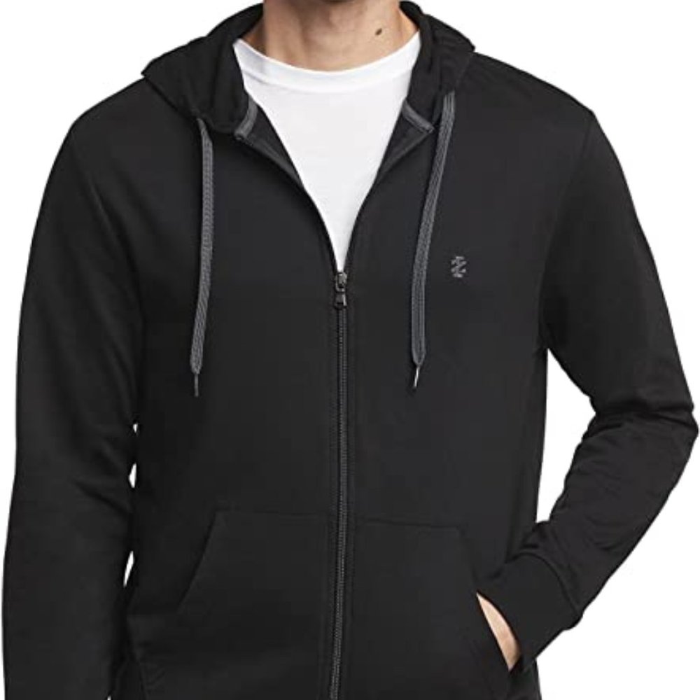 NWT IZOD Men's Nauset Light Full Zip Black Hoodie Sweatshirt